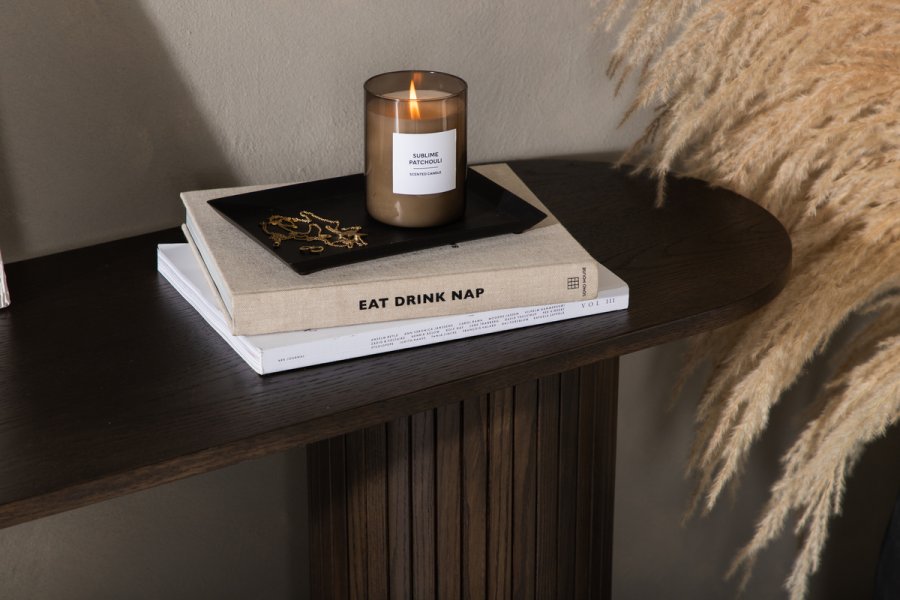 VENTURE DESIGN Bianca konsolbord, oval - mokka finér (130x40)