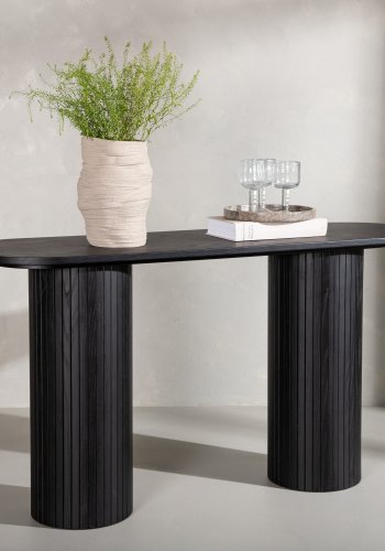VENTURE DESIGN Bianca konsolbord, oval - sort finér (130x40)