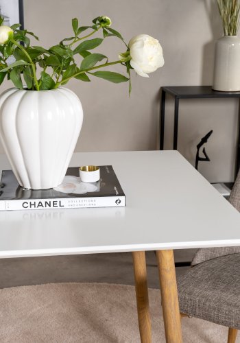 VENTURE DESIGN Polar spisebord, kvadratisk - hvid MDF og egelook stl (75x75)