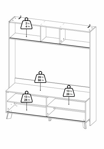 TVILUM Ikast TV-vg med 2 skydedre, Jackson Hickory/Hvid, 158,7 x 48,35 x 180,9 cm