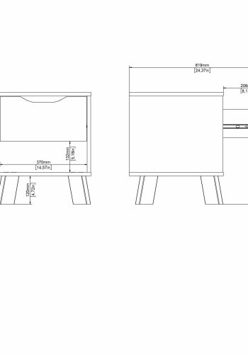TVILUM Ikast Natbord 1 skuffe, Jackson Hickory / Hvid, 40,2 x 39,8 x 47,4 cm