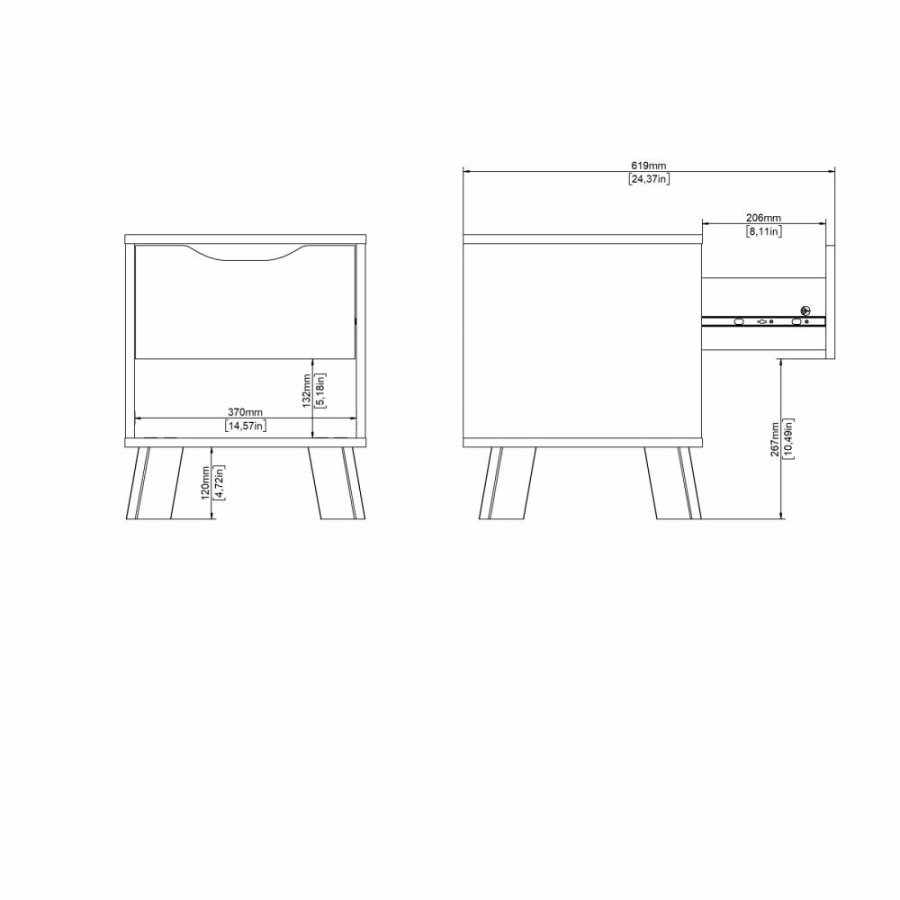 TVILUM Ikast Natbord 1 skuffe, Jackson Hickory / Hvid, 40,2 x 39,8 x 47,4 cm