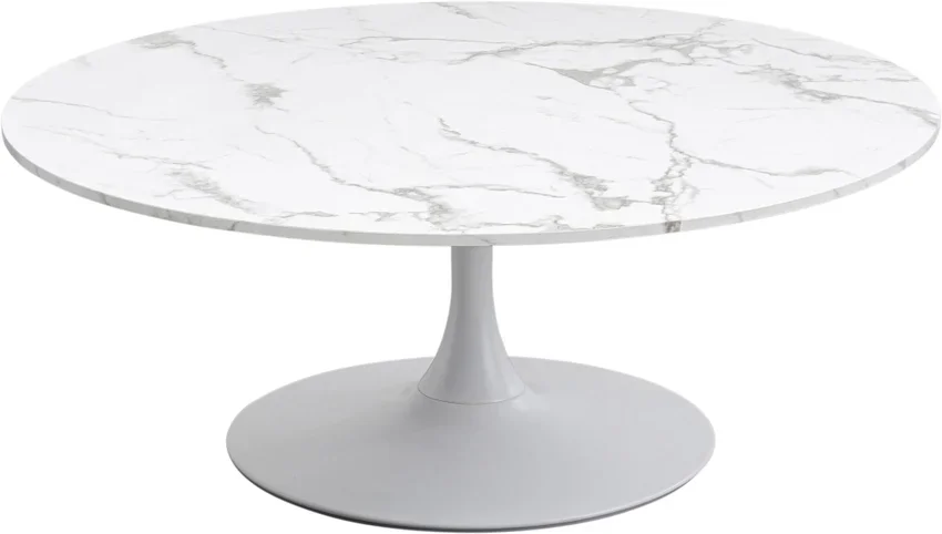 KARE DESIGN Schickeria sofabord, rund - hvid marmorlook laminat og hvid stl (110)