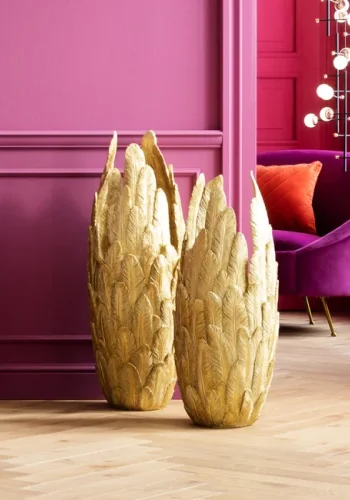 KARE DESIGN Feathers vase - guld polyresin (H:91cm)
