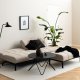 ACT NORDIC Caix sovesofa, m. click & clack, delt rygln, syninger - beige stof og sort stl (198x95)