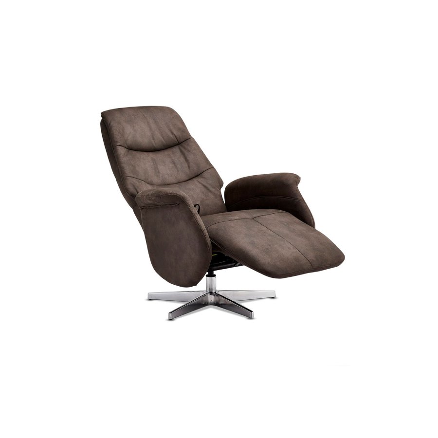 Delta recliner stol - brun-gr stof, m. armln
