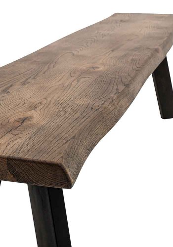 BLOOMINGVILLE Raw bnk - brun/sort egetr/jern, rektangulr (190x37)