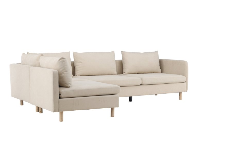 VENTURE DESIGN Zero hjrnesofa - beige polyester og natur gummitr