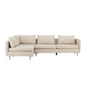 VENTURE DESIGN Zero hjrnesofa - beige polyester og natur gummitr