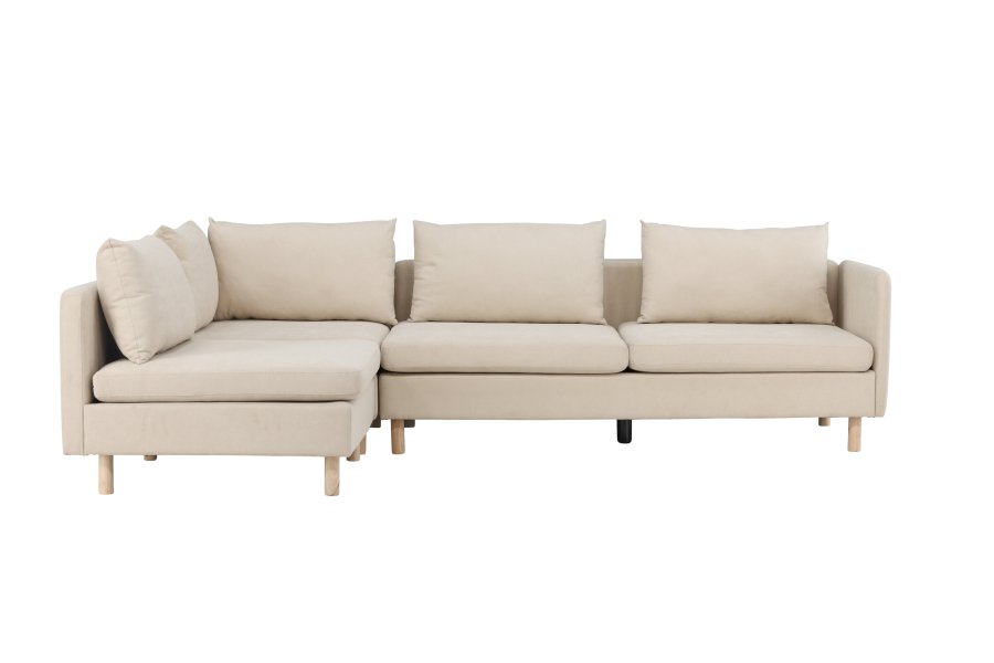 VENTURE DESIGN Zero hjrnesofa - beige polyester og natur gummitr