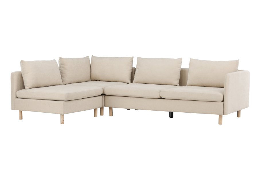 VENTURE DESIGN Zero hjrnesofa - beige polyester og natur gummitr
