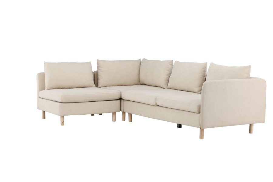 VENTURE DESIGN Zero hjrnesofa - beige polyester og natur gummitr