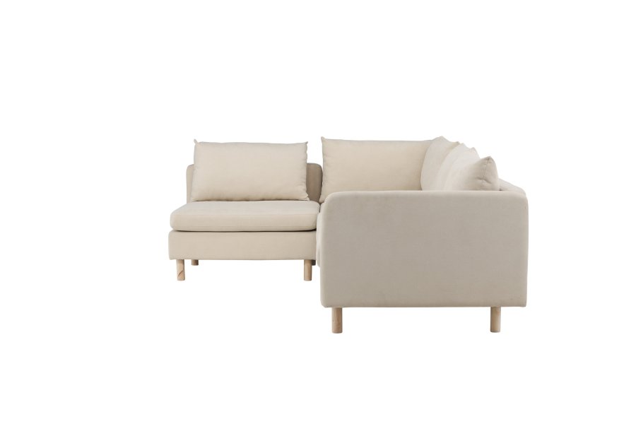 VENTURE DESIGN Zero hjrnesofa - beige polyester og natur gummitr