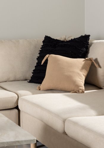 VENTURE DESIGN Zero hjrnesofa - beige polyester og natur gummitr