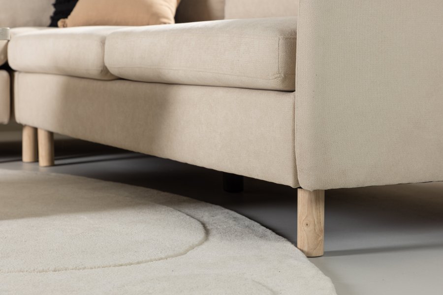 VENTURE DESIGN Zero hjrnesofa - beige polyester og natur gummitr