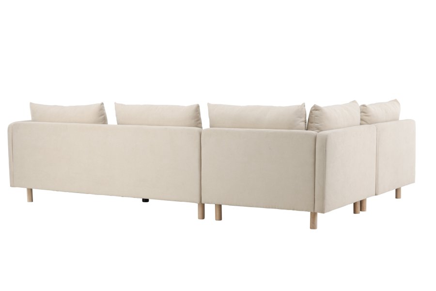 VENTURE DESIGN Zero hjrnesofa - beige polyester og natur gummitr