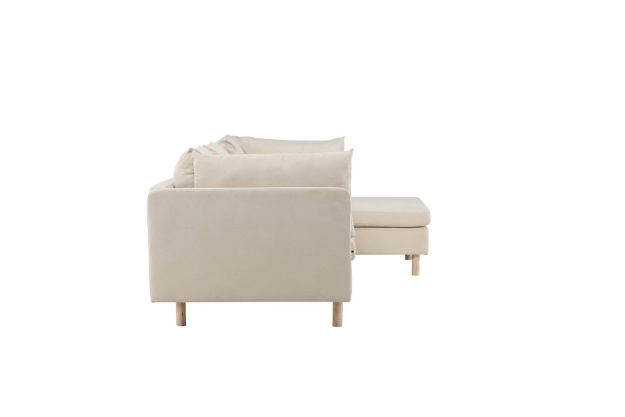 VENTURE DESIGN Zero 3 pers. sofa, m. chaiselong - beige polyester og natur gummitr