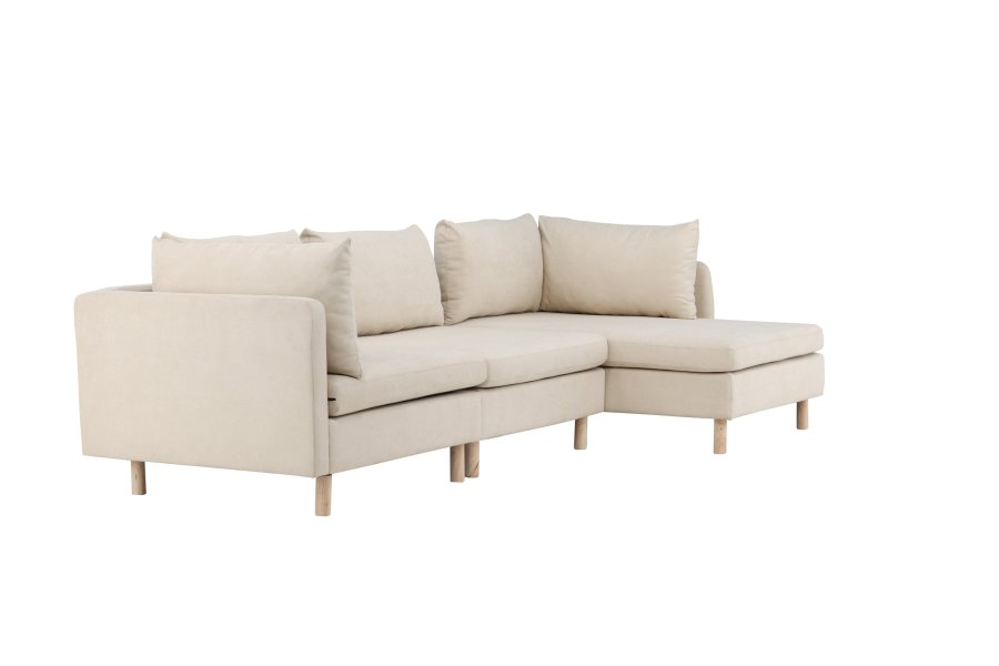 VENTURE DESIGN Zero 3 pers. sofa, m. chaiselong - beige polyester og natur gummitr