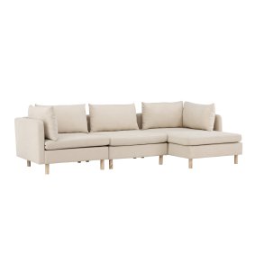 VENTURE DESIGN Zero 3 pers. sofa, m. chaiselong - beige polyester og natur gummitr