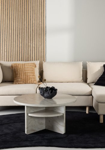 VENTURE DESIGN Zero 3 pers. sofa, m. chaiselong - beige polyester og natur gummitr