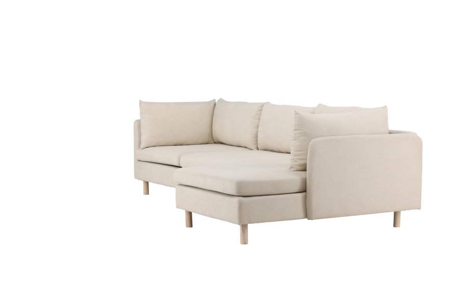 VENTURE DESIGN Zero 3 pers. sofa, m. chaiselong - beige polyester og natur gummitr