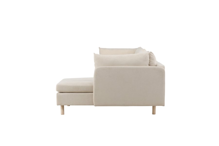 VENTURE DESIGN Zero 3 pers. sofa, m. chaiselong - beige polyester og natur gummitr