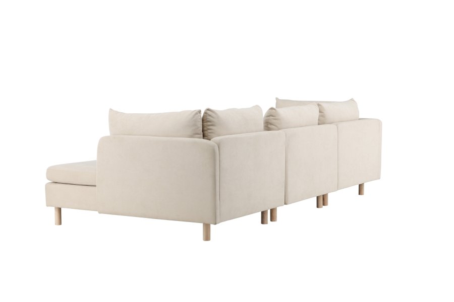 VENTURE DESIGN Zero 3 pers. sofa, m. chaiselong - beige polyester og natur gummitr