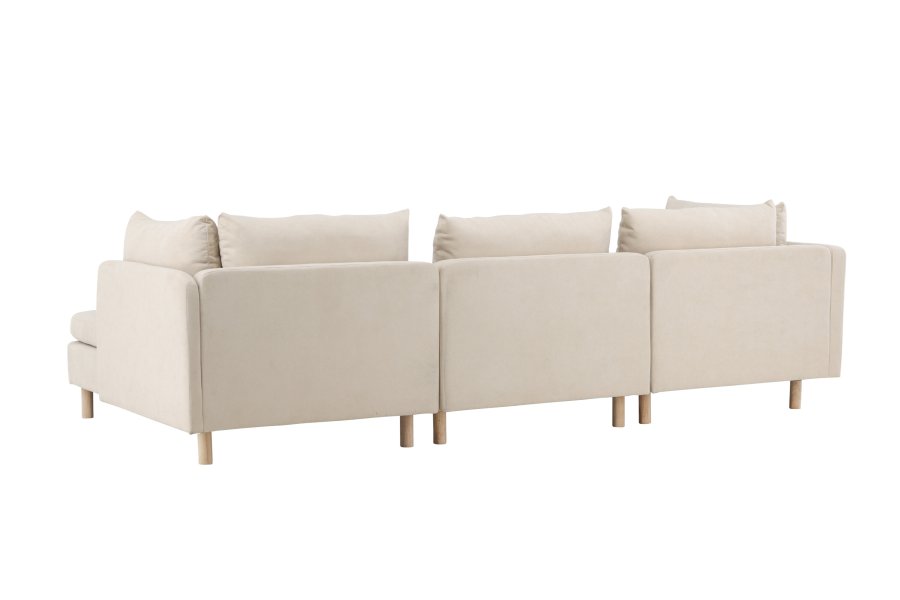 VENTURE DESIGN Zero 3 pers. sofa, m. chaiselong - beige polyester og natur gummitr