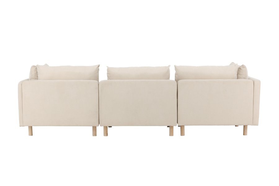VENTURE DESIGN Zero 3 pers. sofa, m. chaiselong - beige polyester og natur gummitr