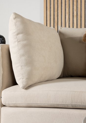 VENTURE DESIGN Zero 3 pers. sofa, m. chaiselong - beige polyester og natur gummitr