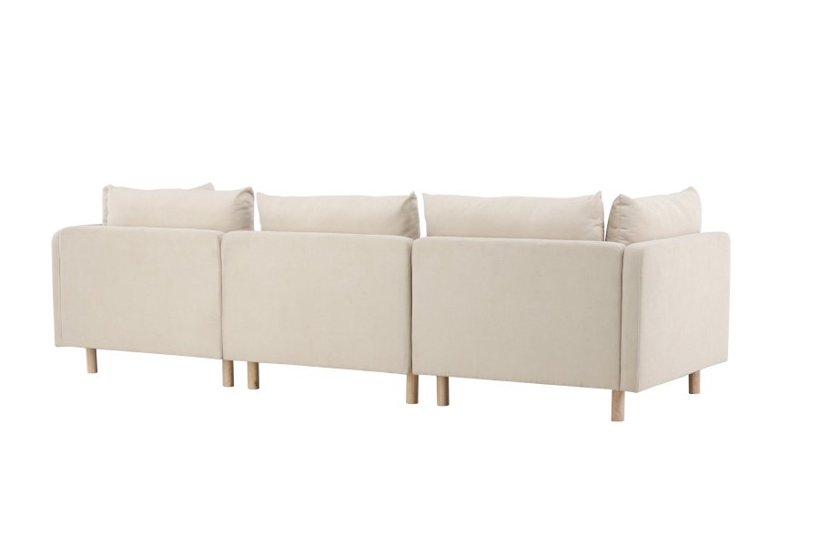 VENTURE DESIGN Zero 3 pers. sofa, m. chaiselong - beige polyester og natur gummitr