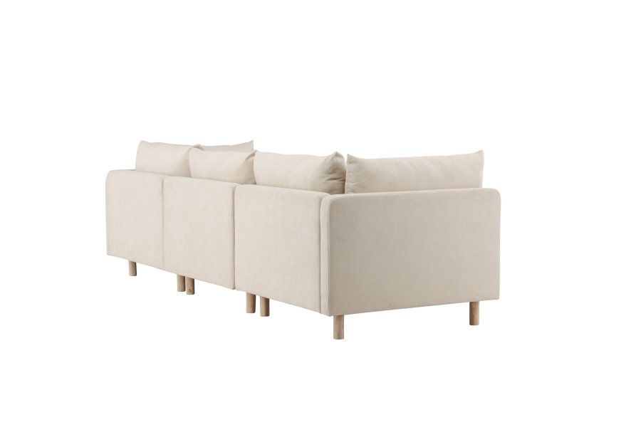 VENTURE DESIGN Zero 3 pers. sofa, m. chaiselong - beige polyester og natur gummitr