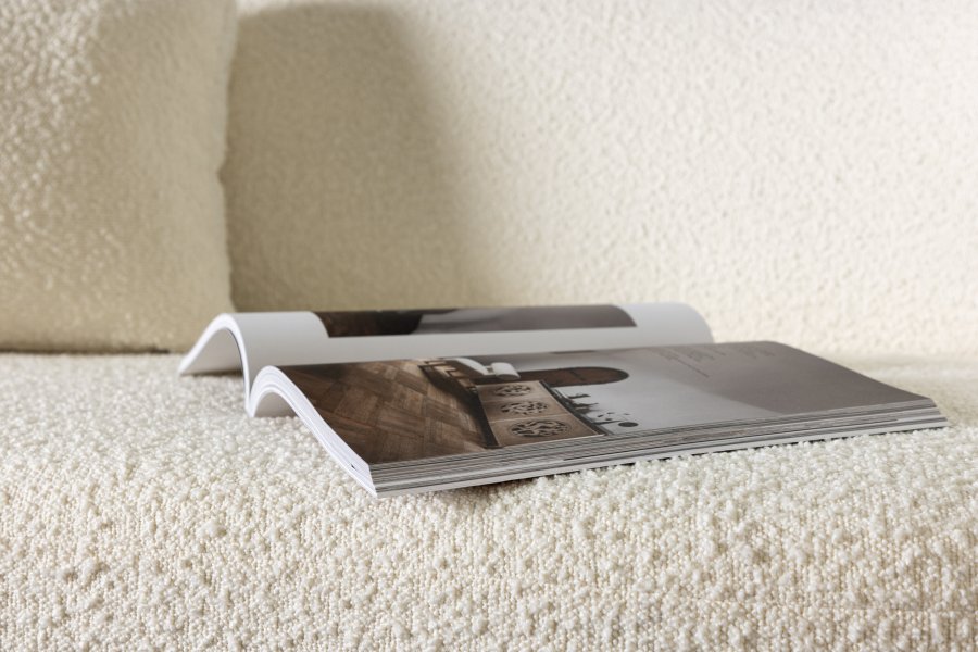 VENTURE DESIGN Luna 3 pers. sofa - hvid bouclé stof og sort metal