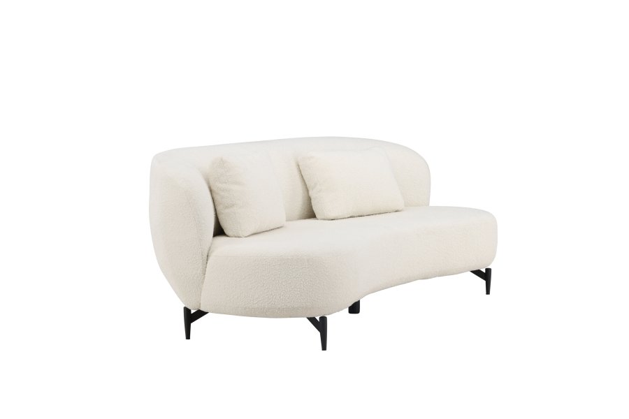 VENTURE DESIGN Luna 3 pers. sofa - hvid bouclé stof og sort metal