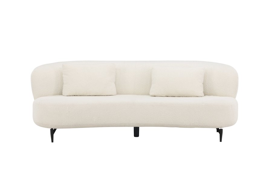 VENTURE DESIGN Luna 3 pers. sofa - hvid bouclé stof og sort metal