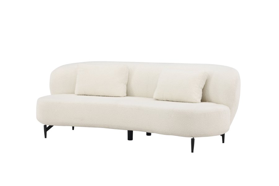 VENTURE DESIGN Luna 3 pers. sofa - hvid bouclé stof og sort metal
