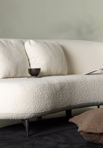 VENTURE DESIGN Luna 3 pers. sofa - hvid bouclé stof og sort metal