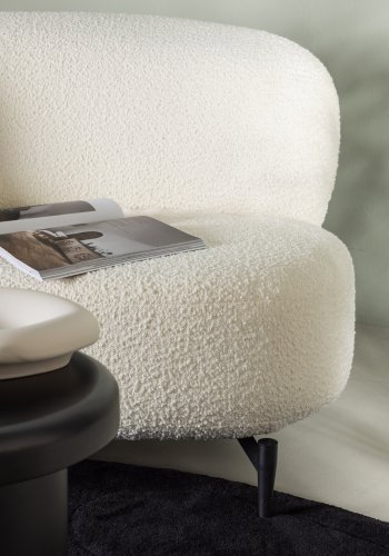 VENTURE DESIGN Luna 3 pers. sofa - hvid bouclé stof og sort metal