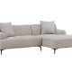 VENTURE DESIGN Viskan sofa, m. chaiselong - lysegr polyester og mat sort metal