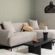 VENTURE DESIGN Viskan sofa, m. chaiselong - lysegr polyester og mat sort metal