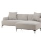 VENTURE DESIGN Viskan sofa, m. chaiselong - lysegr polyester og mat sort metal