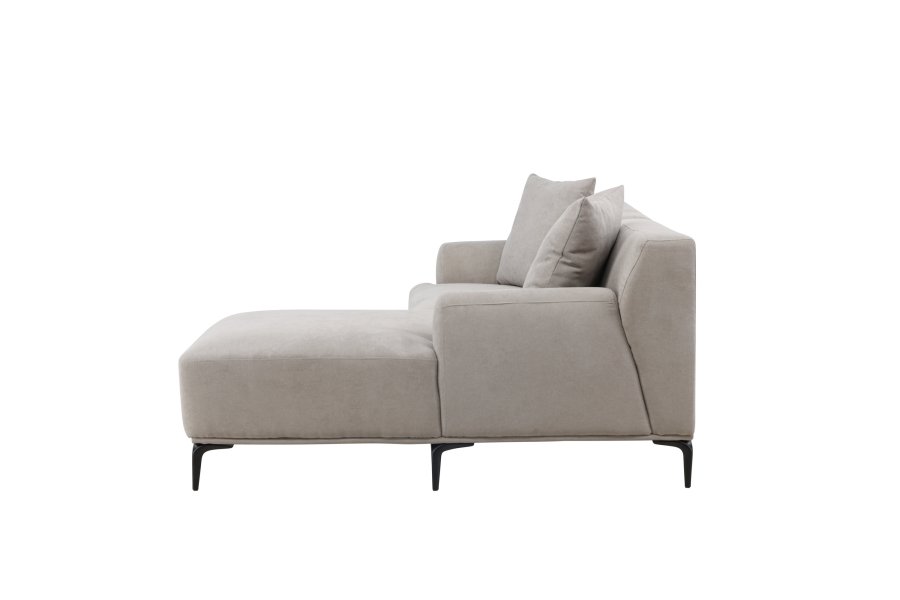 VENTURE DESIGN Viskan sofa, m. chaiselong - lysegr polyester og mat sort metal