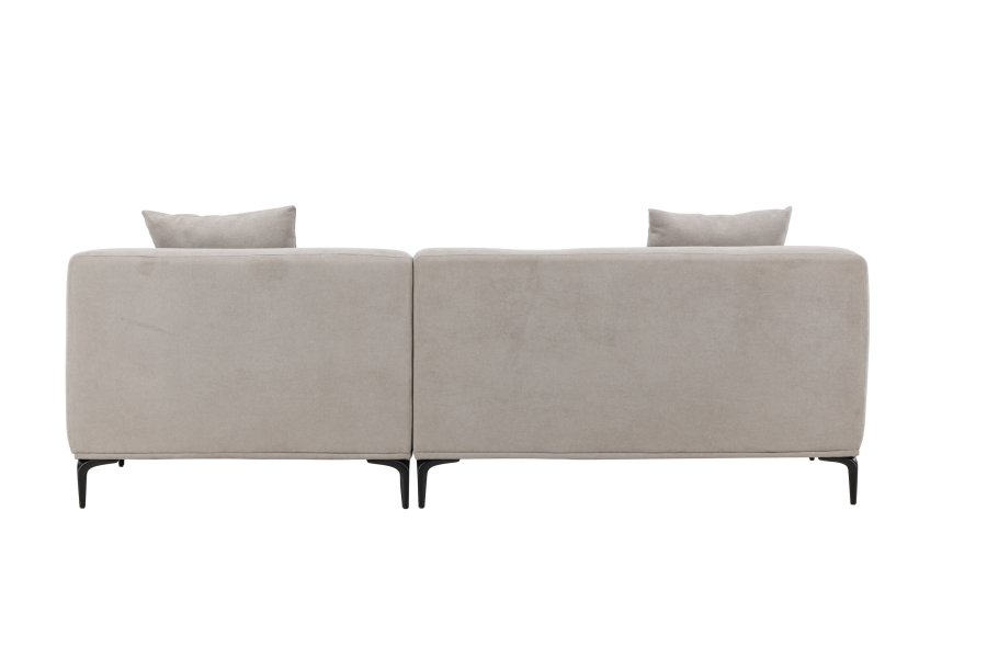 VENTURE DESIGN Viskan sofa, m. chaiselong - lysegr polyester og mat sort metal