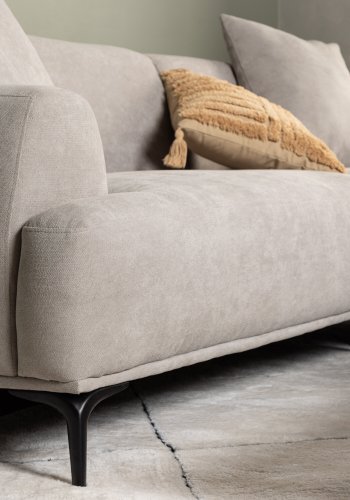 VENTURE DESIGN Viskan sofa, m. chaiselong - lysegr polyester og mat sort metal