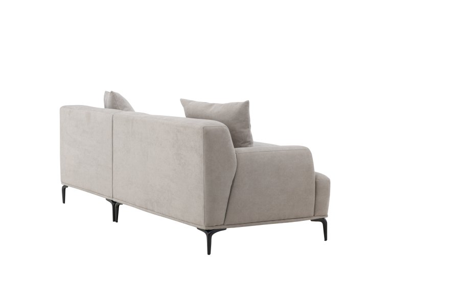 VENTURE DESIGN Viskan sofa, m. chaiselong - lysegr polyester og mat sort metal