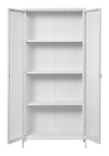 HOUSE NORDIC Brisbane vitrineskab, m., 2 glaslger og 3 hylder - hvid stl