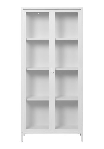 HOUSE NORDIC Brisbane vitrineskab, m., 2 glaslger og 3 hylder - hvid stl