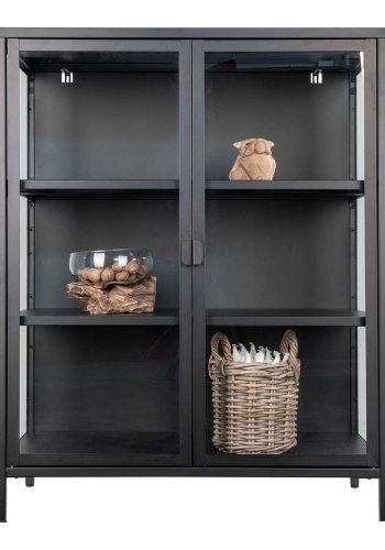 HOUSE NORDIC Brisbane vitrineskab, m. 2 glaslger og 2 hylder - sort stl