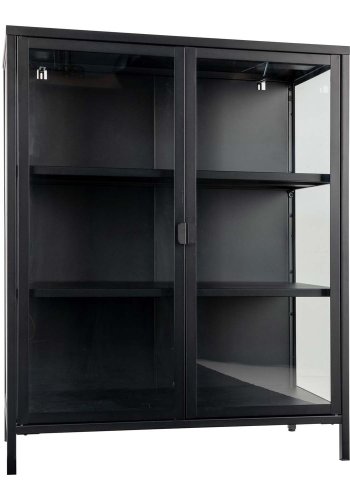 HOUSE NORDIC Brisbane vitrineskab, m. 2 glaslger og 2 hylder - sort stl