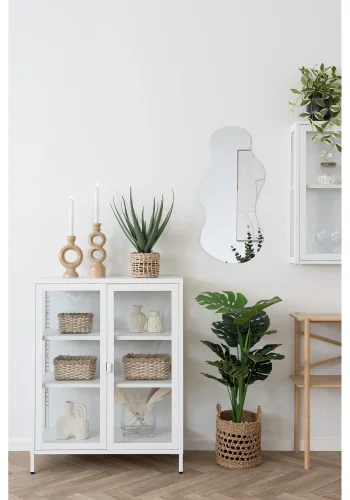 HOUSE NORDIC Brisbane vitrineskab, m., 2 glaslger og 2 hylder - hvid stl